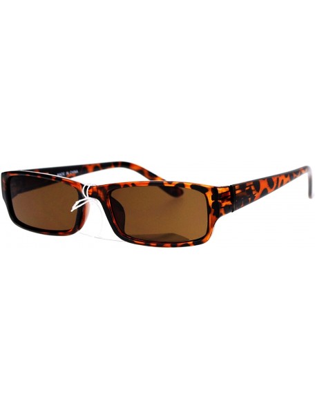 Rectangular Mens Small Face Snug Fit Color Lens Rectangular Plastic Frame Sunglasses - Tortoise - C012MXABG5M $11.09