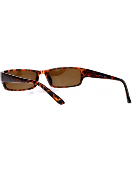 Rectangular Mens Small Face Snug Fit Color Lens Rectangular Plastic Frame Sunglasses - Tortoise - C012MXABG5M $11.09