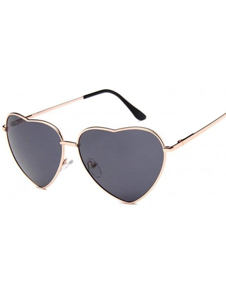 Aviator Heart Mirror Sunglasses Women Brand Designer Cat Eye Sun Glasses Double Brown - Pink Yellow - C818Y6T2GZA $9.57