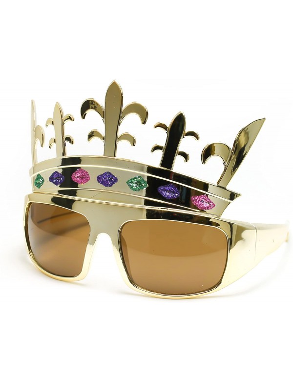 Goggle Fancy Bling Diamond Chrome Crown Shaped Sunglasses - Gold - CZ1190QRO15 $9.73