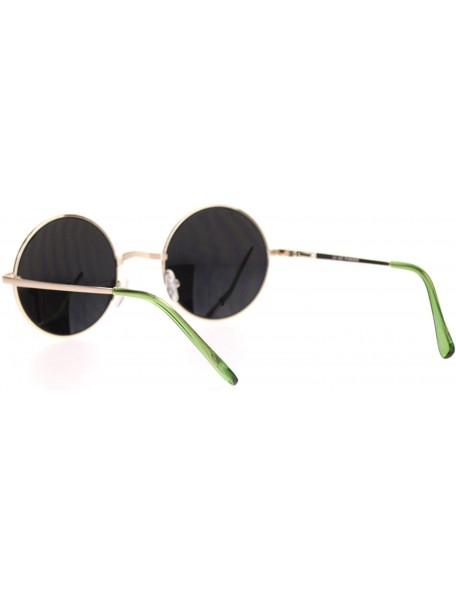 Round Mens Hippie Reflective Color Mirror Round Circle Lens Sunglasses - Gold Teal Mirror - CE18Q3D73DR $10.14