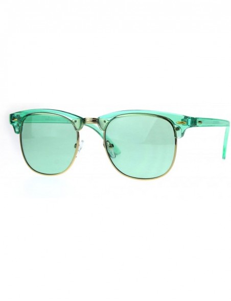 Rectangular Pop Color Half Horn Rim Hipster 20s Rectangular Sunglasses - Green - C6180GIAE5G $15.41