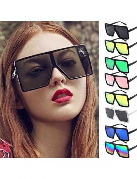 Butterfly Women Men Square Oversized Sunglasses for Women Men Flat Top Fashion Shades Vintage Retro Glasses Frame Eyewear - C...