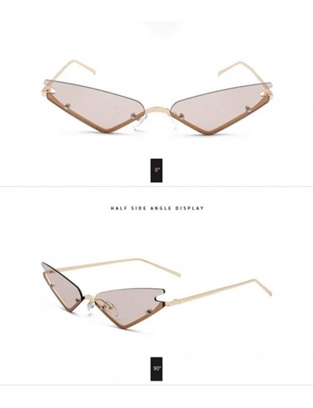 Aviator Rimless Cateye Party Sunglasses for Women Small Face Eyewear Shades - Brown - CR1992OIKRN $8.10