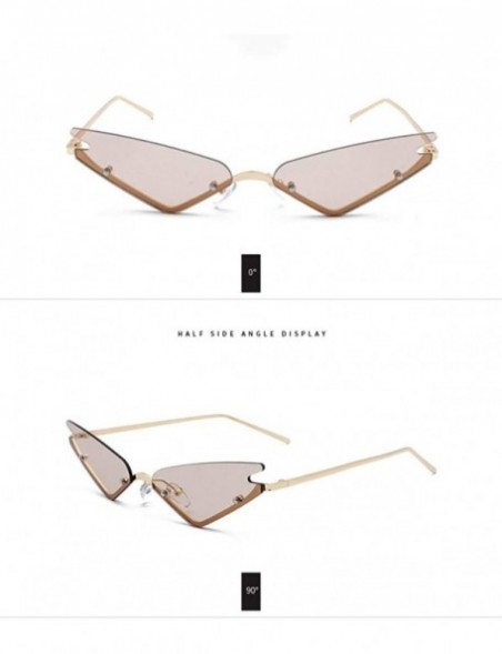 Aviator Rimless Cateye Party Sunglasses for Women Small Face Eyewear Shades - Brown - CR1992OIKRN $8.10