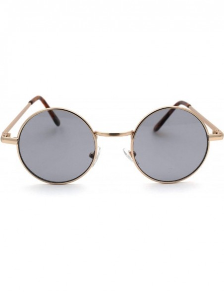 Round 70s Hippie Color Lens Round Circle Lens Metal Rim Sunglasses - Gold Grey - CS18W92YK49 $7.72