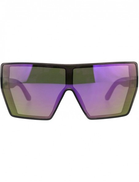 Cat Eye Womens Oversize Shield Bat Shape Robotic Cat Eye Color Mirror Sunglasses - Slate Purple - C018DT2KI8M $9.87