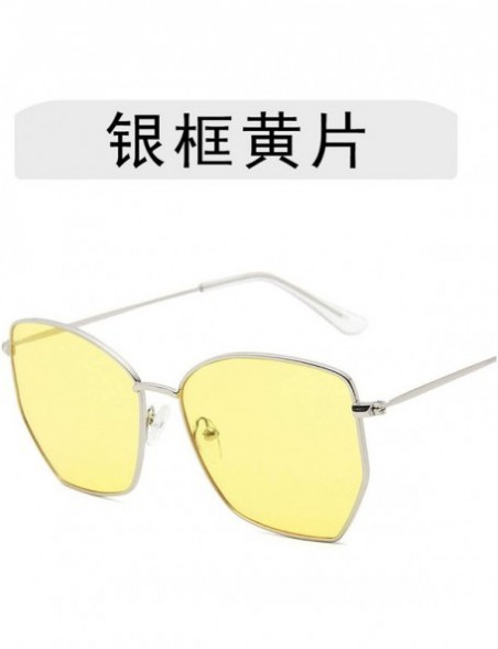 Round Fashion Vintage Sunglasses Lens Sun Glasses Women Retro Polygon Luxury Mirror Metal Frame Oversized - 6 - CF198ZTAXGQ $...