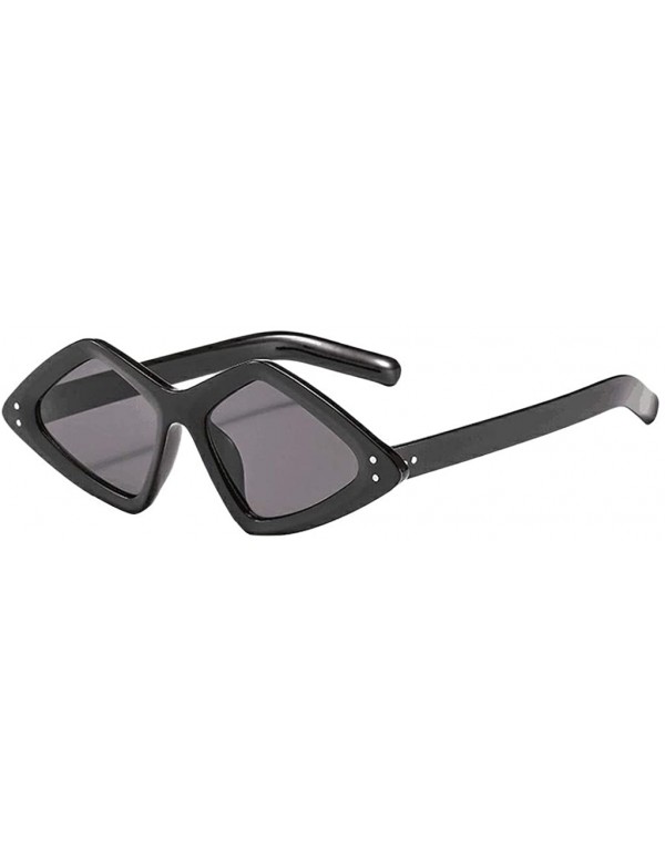 Aviator Unisex Irregular Diamond Shaped Fashion Lightweight Polarized Sunglasses - Black - C3196M4YKWH $7.09