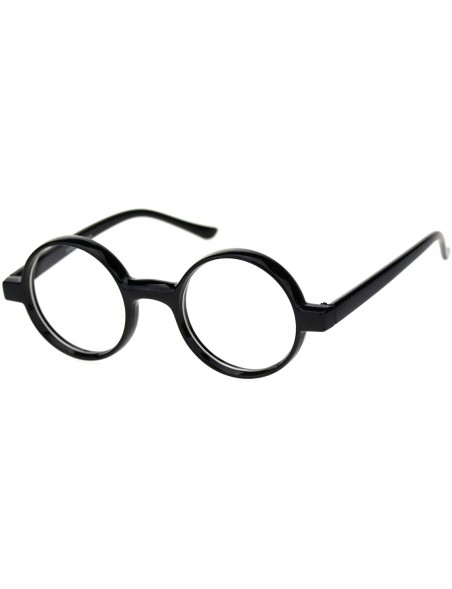 Round Unisex Retro Circle Lens Plastic Frame Round Clear Lens Eye Glasses - Black - CM11Q60YVAJ $12.88