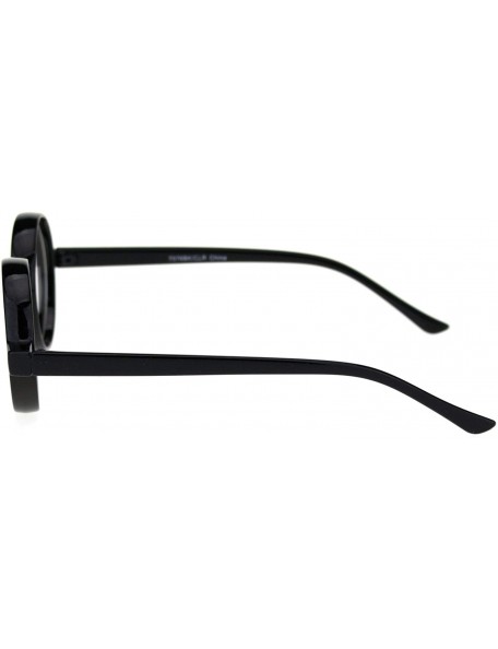 Round Unisex Retro Circle Lens Plastic Frame Round Clear Lens Eye Glasses - Black - CM11Q60YVAJ $12.88