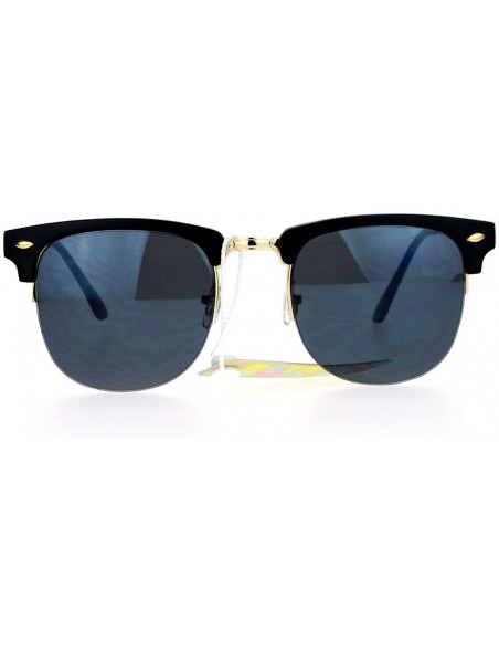 Square Vintage Classic Designer Sunglasses Half Rim Square Unisex Fashion - Matte Black - CO12B63O5MF $11.31