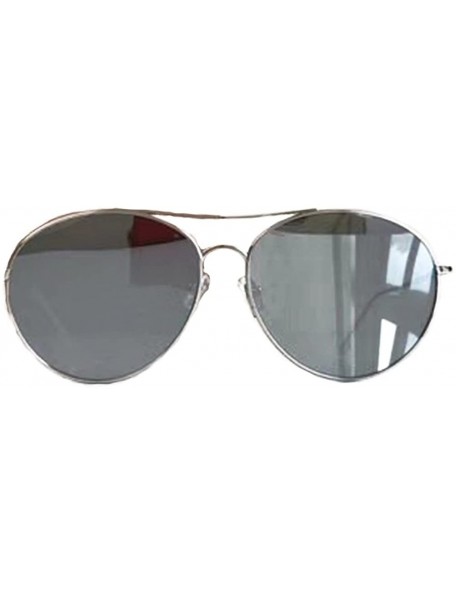 Aviator Classic Aviator Mirrored Flat Lens Sunglasses Metal Frame UV400 - Silver - CC18G49H0OW $25.97