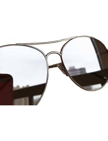 Aviator Classic Aviator Mirrored Flat Lens Sunglasses Metal Frame UV400 - Silver - CC18G49H0OW $25.97