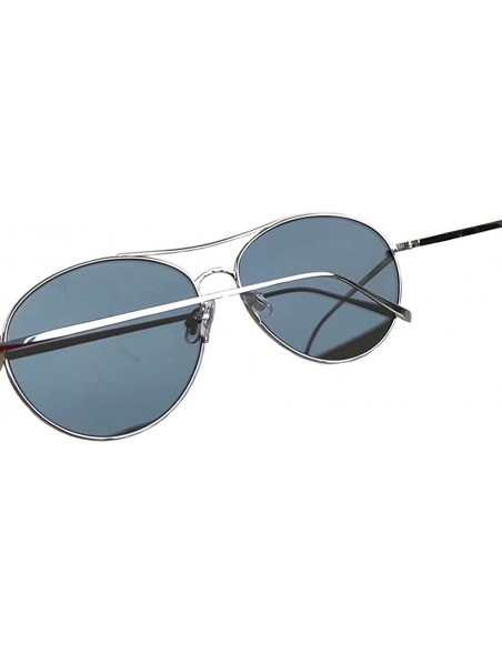 Aviator Classic Aviator Mirrored Flat Lens Sunglasses Metal Frame UV400 - Silver - CC18G49H0OW $25.97