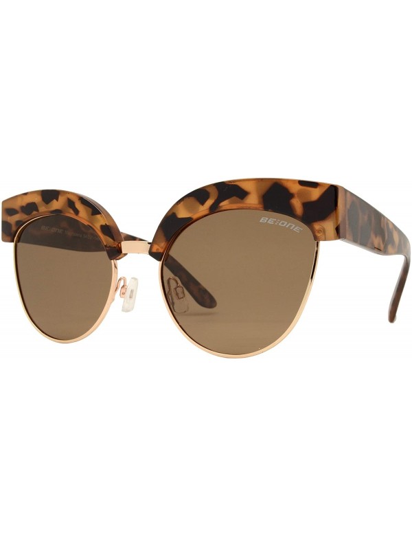 Cat Eye Polarized Cat Eye Flat Lens Sunglasses for Women - UV Protection - Tortoise + Light Brown - C11939D3W0K $14.32