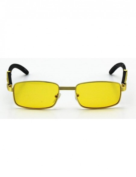 Aviator Vintage Slender Rectangular Sunglasses Retro Small Metal Frame Candy Color - Gold/Yellow Lens - CN18EGDCREA $11.56