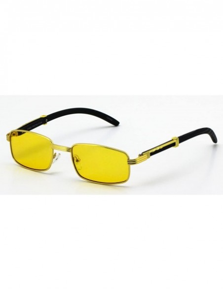 Aviator Vintage Slender Rectangular Sunglasses Retro Small Metal Frame Candy Color - Gold/Yellow Lens - CN18EGDCREA $11.56