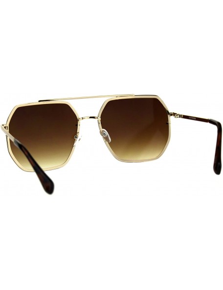 Rectangular Mens Rimless Oversize Designer Fashion Metal Rim Sunglasses - Gold Brown - CC18CMR2XCT $18.16