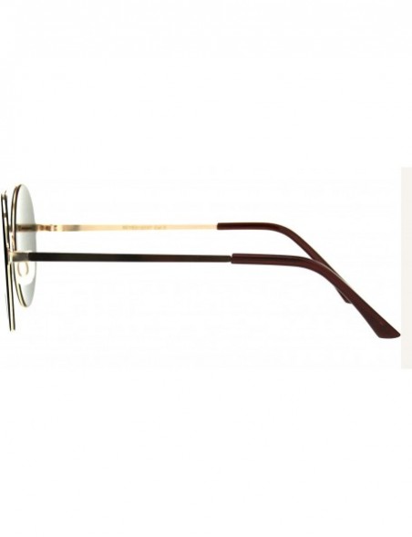 Round Color Mirrored Lens Round Double Bridge Metal Rim Retro Sunglasses - Gold Peach - CD18E64Q9SA $11.06