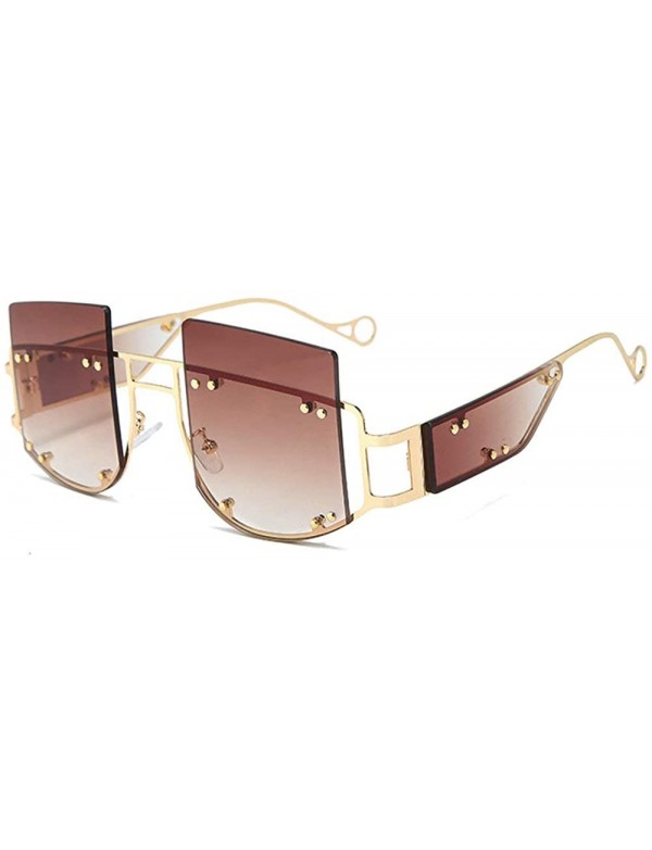 Square 2019 new fashion square big box personality street shooting trend unisex sunglasses - Tea - CL18ZG9KUSS $17.86