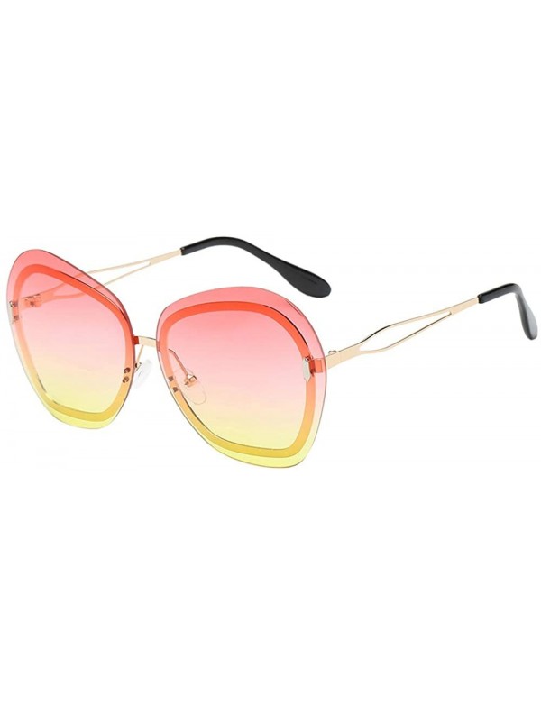 Rimless Fashion Women's Irregularity Frame Sunglasses Shades Acetate Frame UV Glasses Colorful Sunglasses - B - CT18TRZDWN3 $...