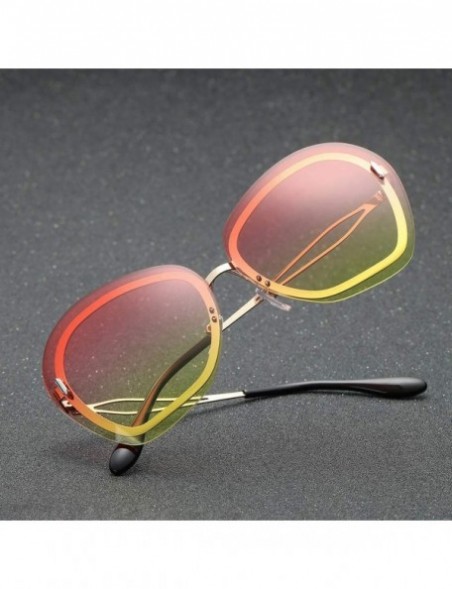 Rimless Fashion Women's Irregularity Frame Sunglasses Shades Acetate Frame UV Glasses Colorful Sunglasses - B - CT18TRZDWN3 $...