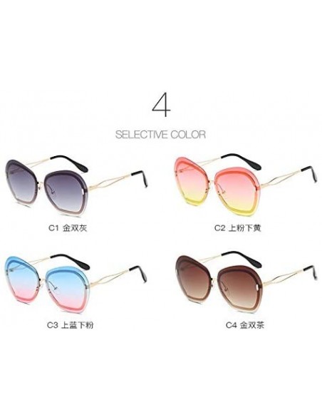 Rimless Fashion Women's Irregularity Frame Sunglasses Shades Acetate Frame UV Glasses Colorful Sunglasses - B - CT18TRZDWN3 $...