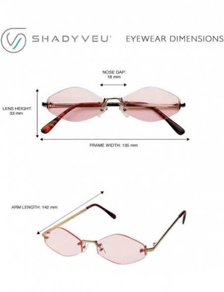 Rimless Slim Narrow Diamond Hexagon Shape Sunglasses Rimless Metal Frame Candy Colored Tint Lens Skinny Fashion Shades - CV18...