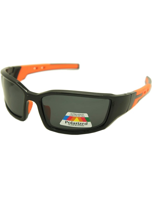 Rectangular Double Injection Sunglasses SPORTS - 2761 Polarized Shiny Black Orange - CW12HTUI34Z $18.53