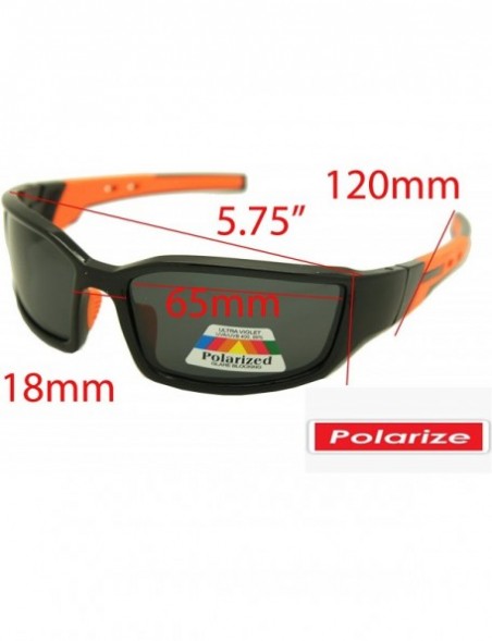 Rectangular Double Injection Sunglasses SPORTS - 2761 Polarized Shiny Black Orange - CW12HTUI34Z $18.53