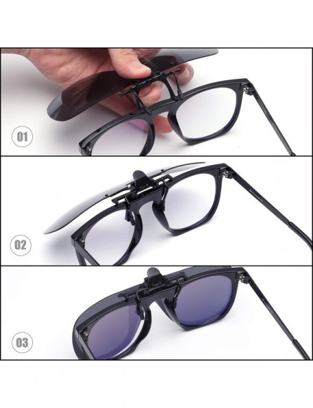 Shield Polarized Clip on Sunglasses Frameless Flip Up One Piece Shield Lens for Prescription Glasses - Grey - C718XWHGURR $10.89