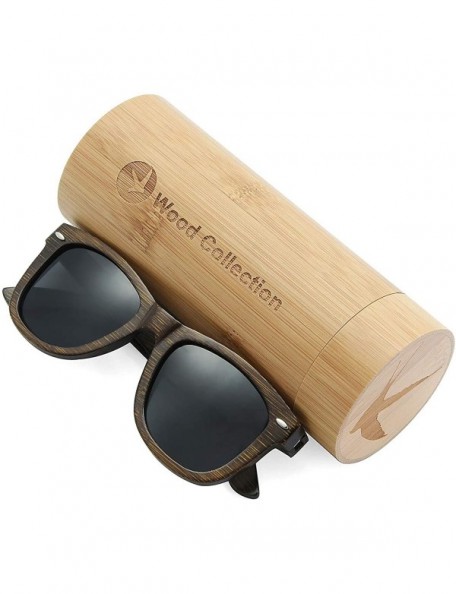 Square Bamboo Sunglasses with Polarized lenses-Handmade Wood Shades for Men&Women - Grey - CY18R5QQCUG $34.62