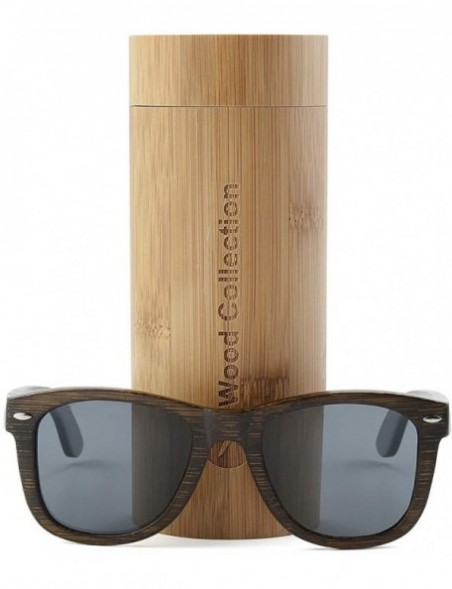 Square Bamboo Sunglasses with Polarized lenses-Handmade Wood Shades for Men&Women - Grey - CY18R5QQCUG $34.62