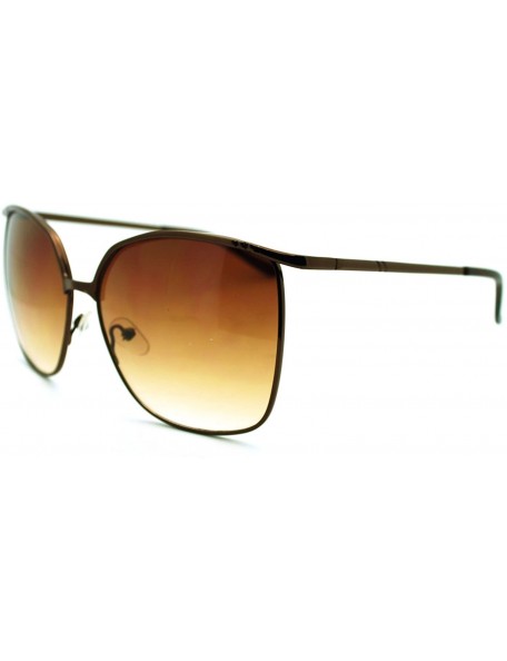 Butterfly Womens Thin Metal Oversized Rectangular Retro Horn Rim Fashion Sunglasses - Brown - CP11MCKYFIV $8.71