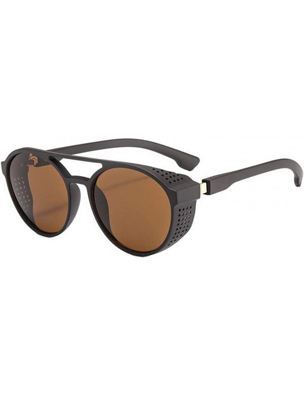 Round Vintage Sunglasses- Fashion Irregular Shape Glasses Retro Style Unisex - Brown - CO18RQYIX3K $6.90