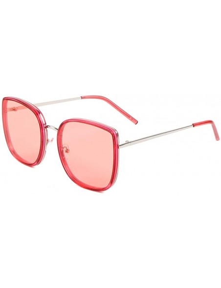 Cat Eye Wide Square Cat Eye double Plastic Metal Frame Sunglasses - Red - CS197OQAR7S $14.98