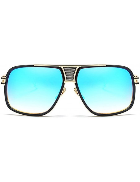 Square Metal Frame Driving Sunglasses Men Women Double-Bridge Oversized Retro Sun Protection Glasses - CI18D7HCIOO $16.55