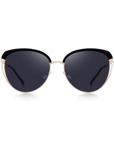 Oversized Fashion Polarized Sunglasses for Women UV400 Mirrored Lens - Black - C918RYKTZAK $23.68