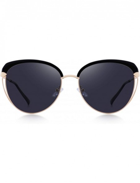 Oversized Fashion Polarized Sunglasses for Women UV400 Mirrored Lens - Black - C918RYKTZAK $23.68