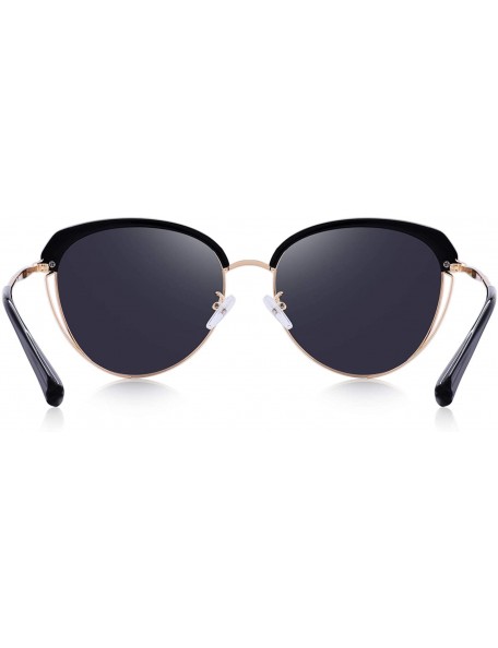 Oversized Fashion Polarized Sunglasses for Women UV400 Mirrored Lens - Black - C918RYKTZAK $23.68