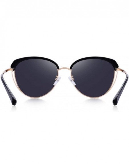 Oversized Fashion Polarized Sunglasses for Women UV400 Mirrored Lens - Black - C918RYKTZAK $23.68