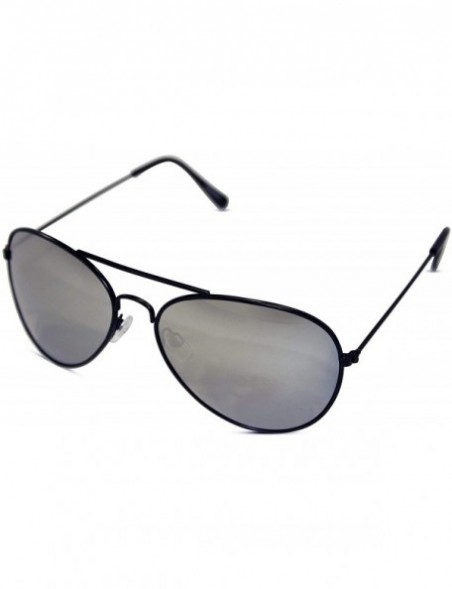 Oval 3 Pack of Silver Mirrored Aviator Sunglasses w/Gold Black & Silver Frame - Black - CY17XWQGWI8 $17.61