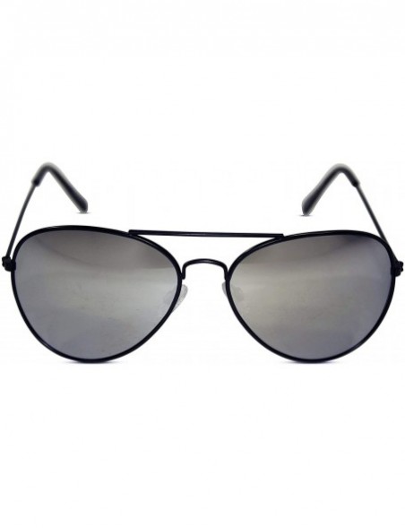 Oval 3 Pack of Silver Mirrored Aviator Sunglasses w/Gold Black & Silver Frame - Black - CY17XWQGWI8 $17.61