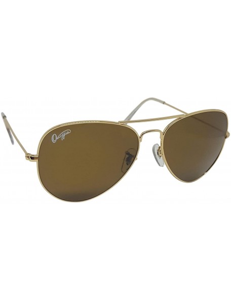 Aviator Classics 604 Sunglasses - Gold Metal Frame - Brown Glass Lenses - C6196CKRGEA $41.88