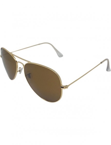 Aviator Classics 604 Sunglasses - Gold Metal Frame - Brown Glass Lenses - C6196CKRGEA $41.88