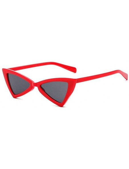 Cat Eye Women Men Small Cat Eye Sunglasses Fashion Triangle Glasses - Red Gray - CY18CHSSCOM $18.16