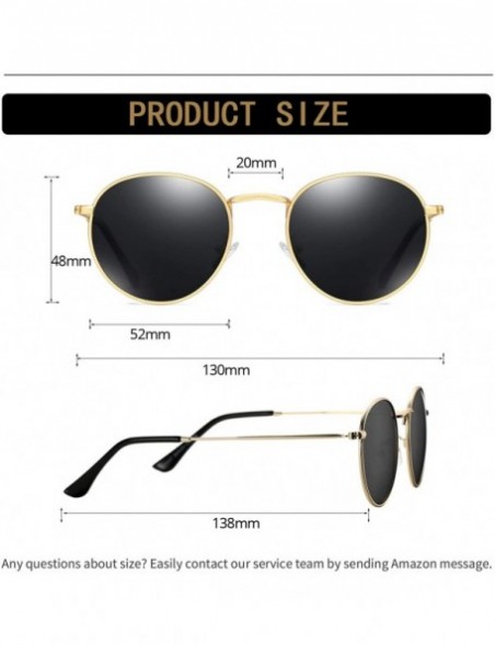 Round Classic Polarized Sunglasses for Women Men Small Round Metal Frame Mirrored Lens Sun Glasses - A1 Gold/Black - CV18O5MD...