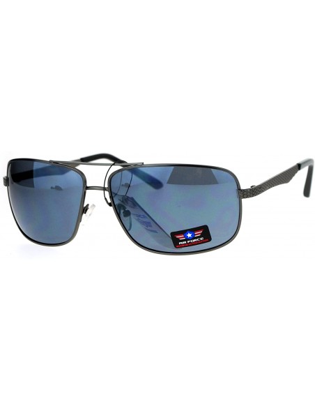 Rectangular Air Force Mens Sunglasses Rectangular Navigator Metal Frame UV 400 - Gunmetal (Black) - CI186UYXNLR $12.76