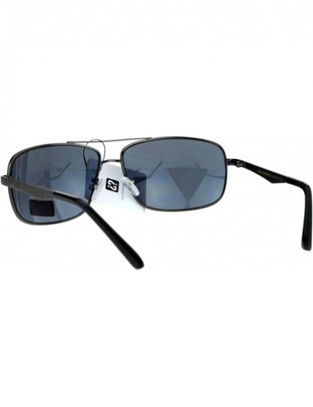 Rectangular Air Force Mens Sunglasses Rectangular Navigator Metal Frame UV 400 - Gunmetal (Black) - CI186UYXNLR $12.76